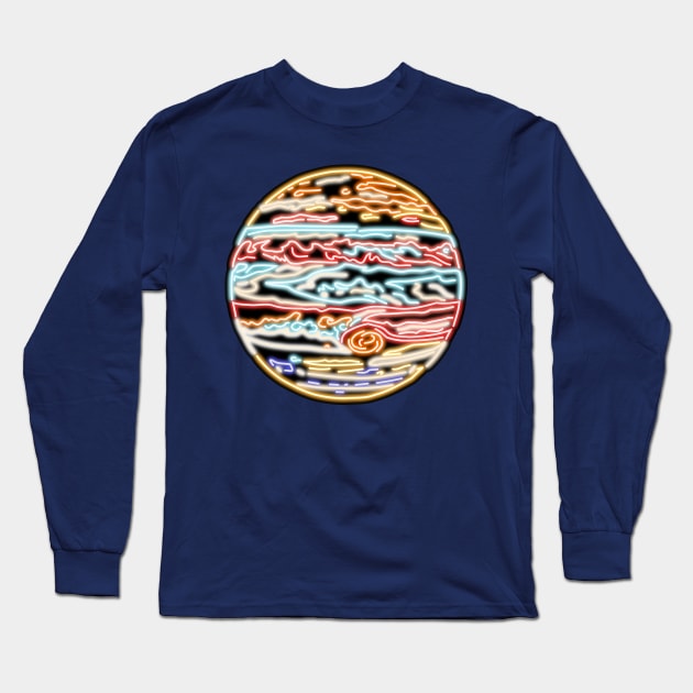 Electric Solar System Neon Jupiter Long Sleeve T-Shirt by gkillerb